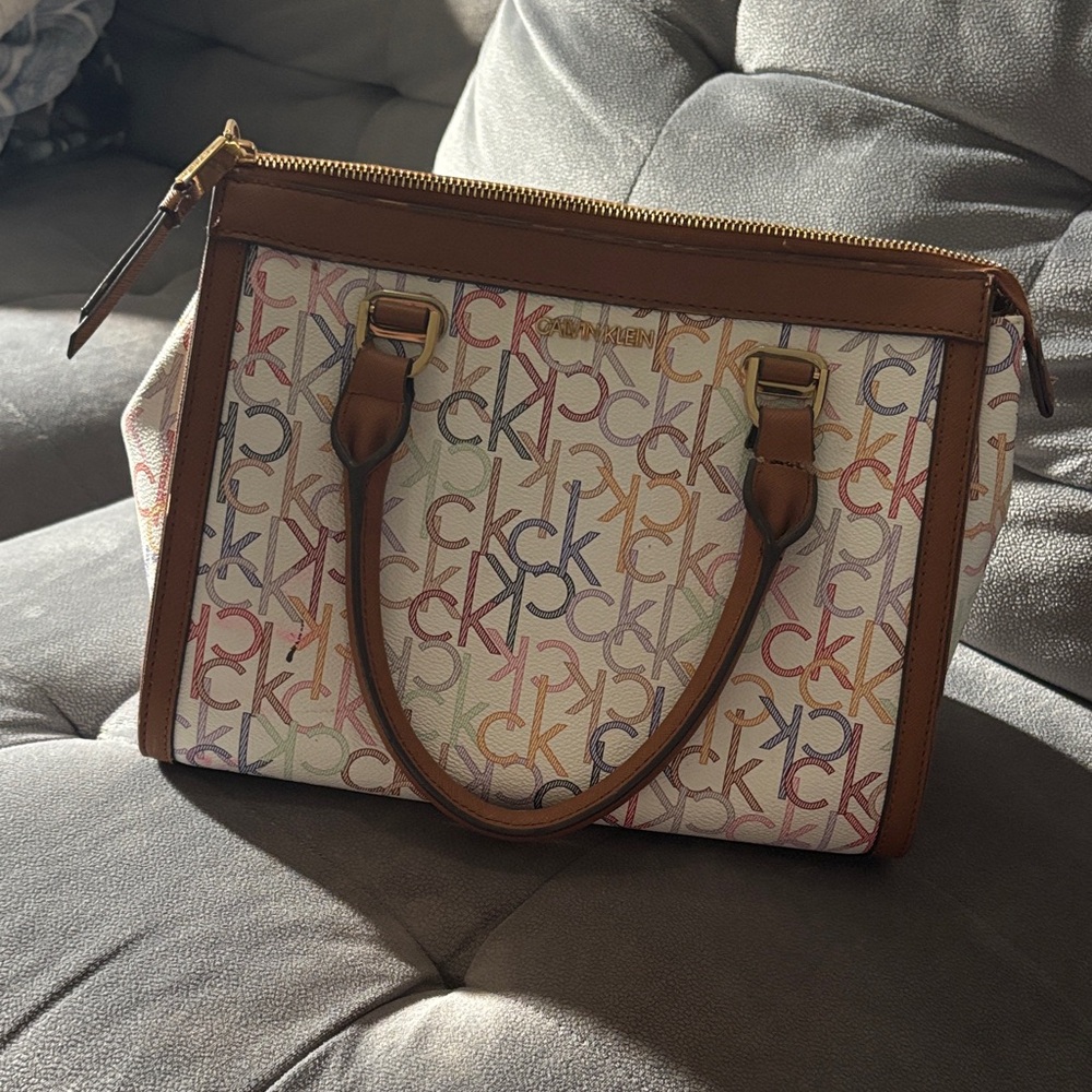 Calvin Klein Brown and Multicolor Satchel